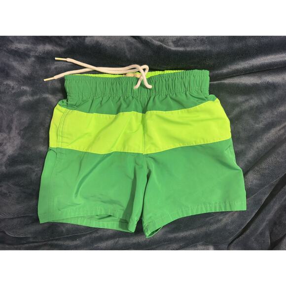 Hollister A&F Abercrombie Green Neon Striped Swim Trunks XS X Small - Picture 1 of 6